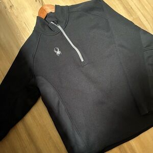 Spyder Black and Gray Knit Quarter-Zip Pullover